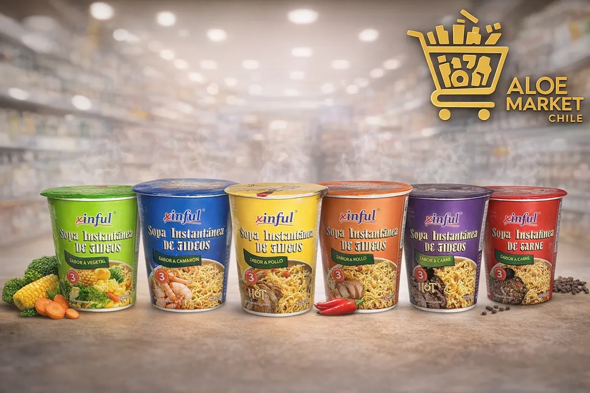 Sopa Xinful 65 grs sabor Carne Pollo Vegetales y Camaron por 24 unidades